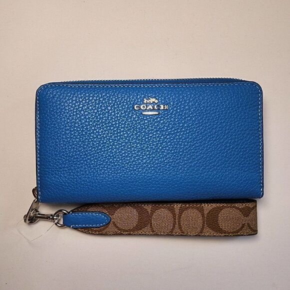 NWT COACH CK427 LONG ZIP AROUND WALLET WITH STRAP Racer Blue - Picture 3 of 4